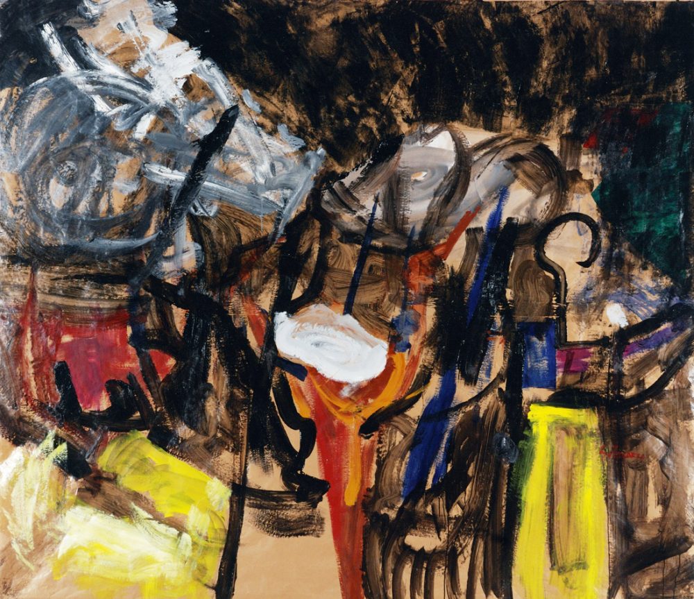 2001-41. Cascada – Acrílico sobre papel kraft – 227x264cm. Año 2001