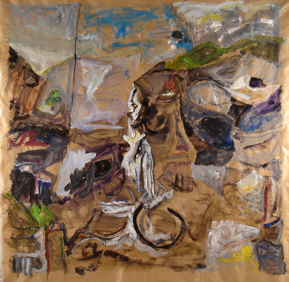 2001-67. Sin título – Acrílico sobre papel kraft – 228x254cm. Año 2001