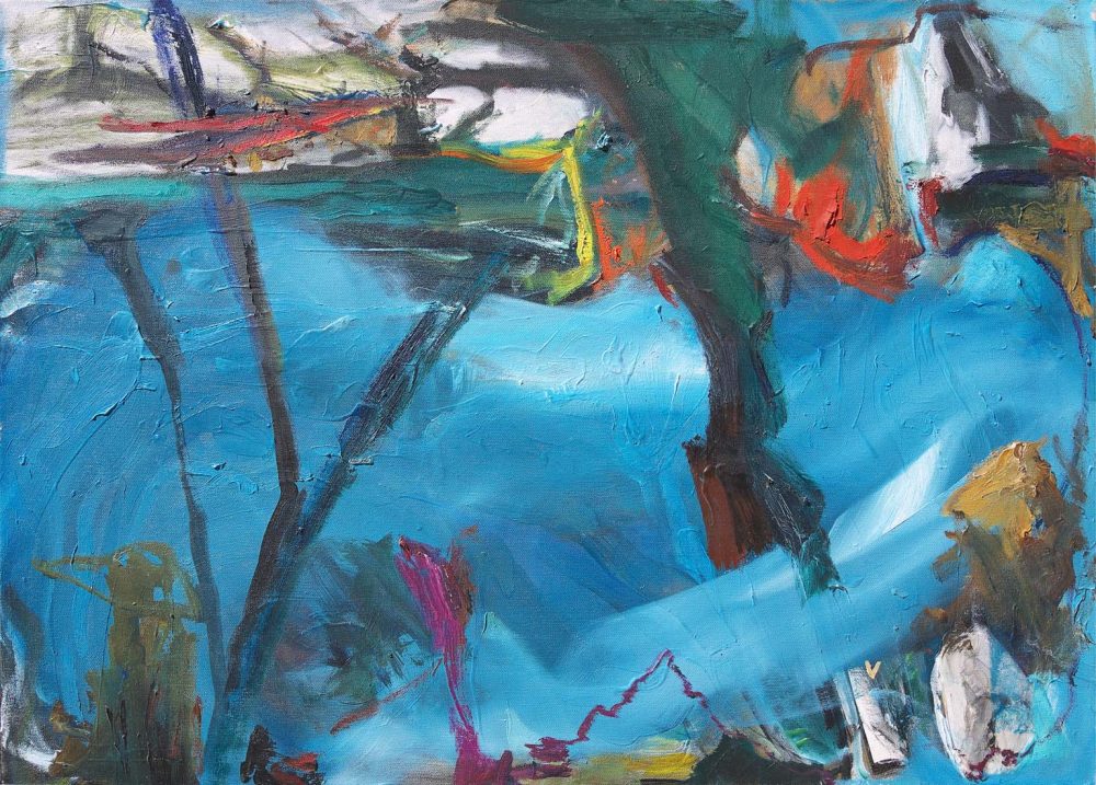 2004-40. Nube en el bosque – Acrílico y Óleo sobre tela – 75x105cm. Año 2004