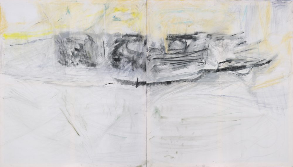 2015-16. Sin título – Tiza pastel y grafito sobre tela 160x280cm. Año 2015