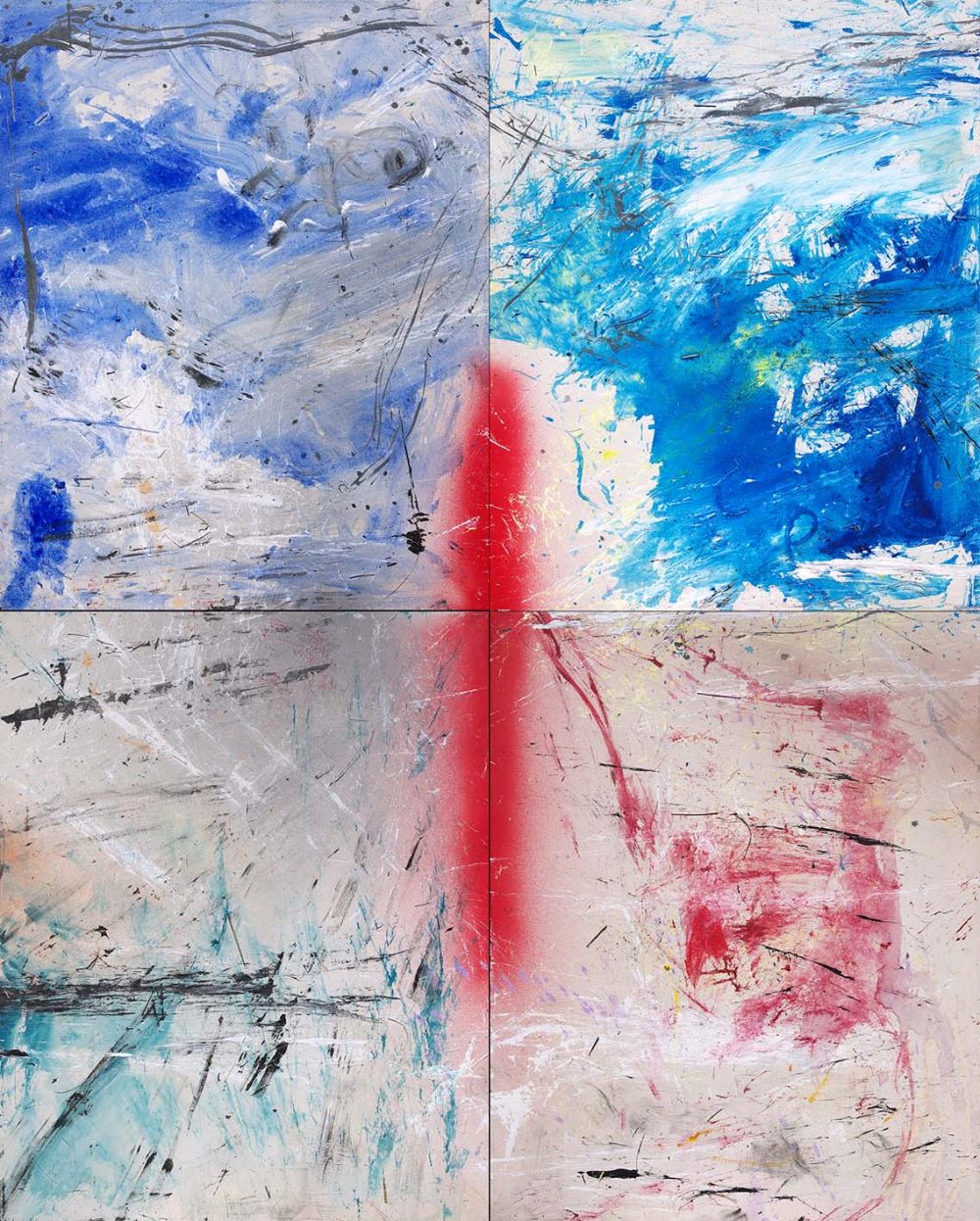 2010-85. Cuatro vientos – técnica mixta sobre tela cuatripartito 100x80cm cada pieza. Año 2010