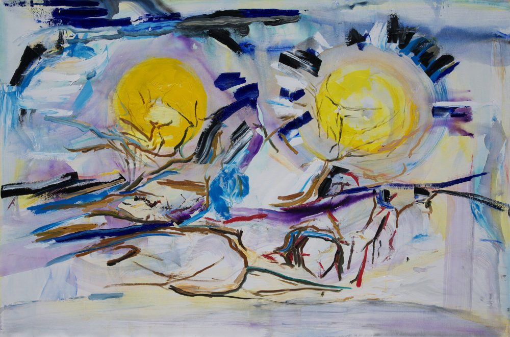 2024-25 Dos Soles acrilico y oleo sobre tela 117,3 x 180,5 cm